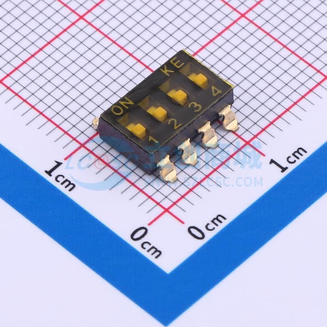 2.54mm 4位贴片平柄贴膜拨码开关实物图