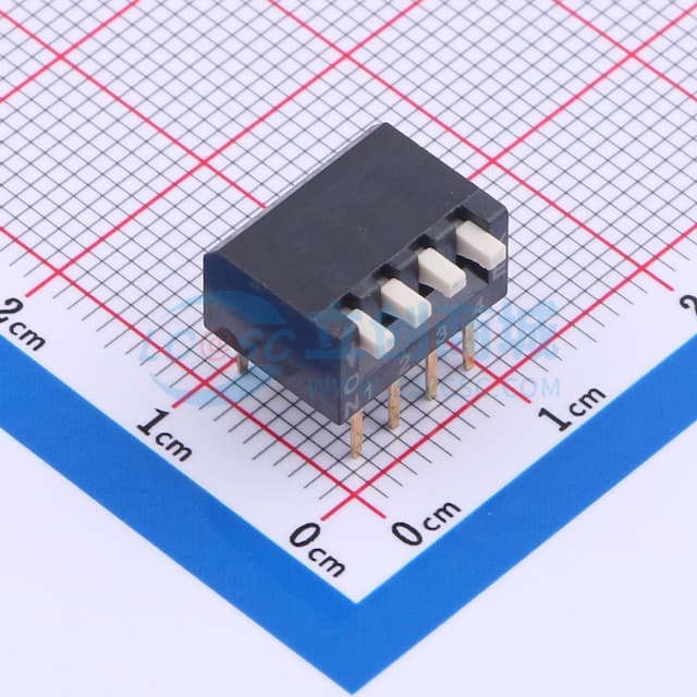 2.54mm 4位插件琴键式拨码开关实物图