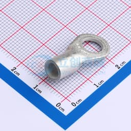 封闭环形舌形端子，8 AWG，1/4 / M6螺柱尺寸，6.73 mm螺柱直径，封闭筒形，直型，镀锡，非绝缘缩略图