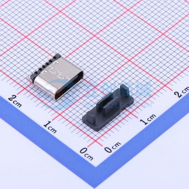 6PIN  H6.8 Type-C 母 立贴实物图
