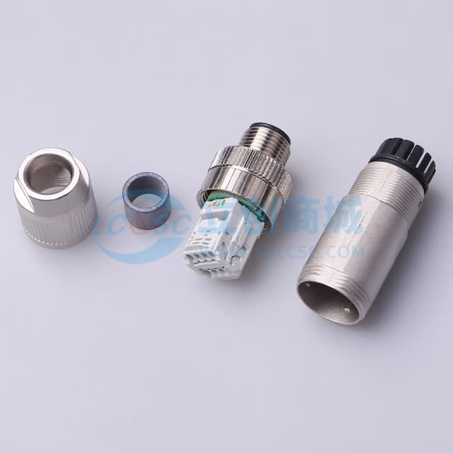 4件套 总线系统连接器，插头，直型，4 针，M12 屏蔽，D 编码，以太网实物图