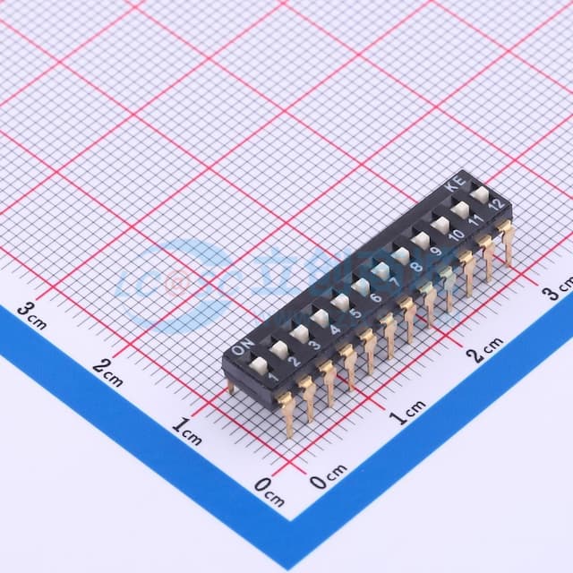 2.54mm 12位插件高柄拨码开关实物图