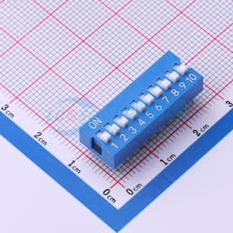 间距2.54mm 平拨,凸起式10位拨码开关缩略图