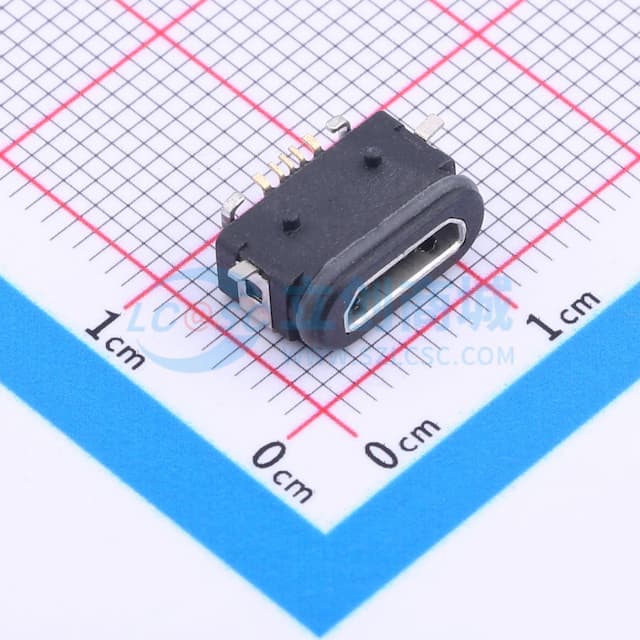 Micro-B 母 卧贴实物图