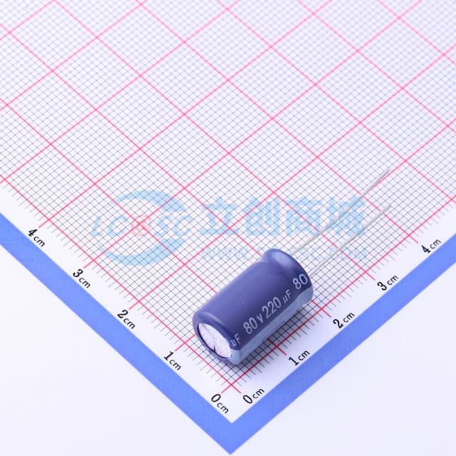 220uF 80V CLEAR 紫色PET【插件】实物图