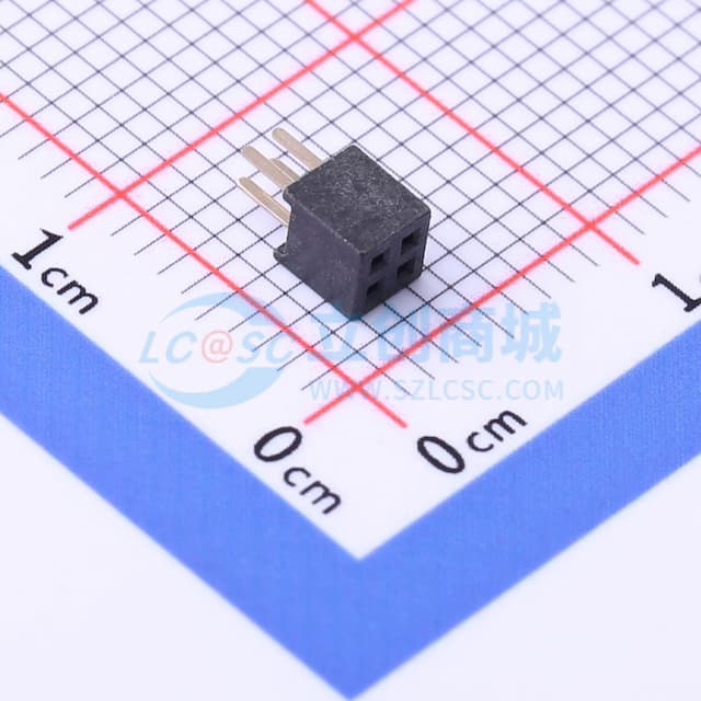 间距:1.27mm 2x2P 直插【插件】实物图