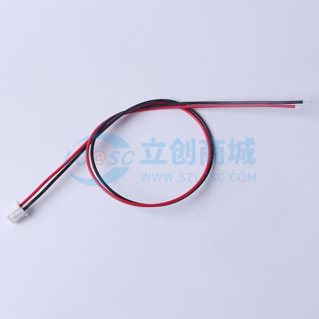 2.50mm JST XH)胶壳,公胶壳无扣,2P端子线，长度300，单端镀锡实物图
