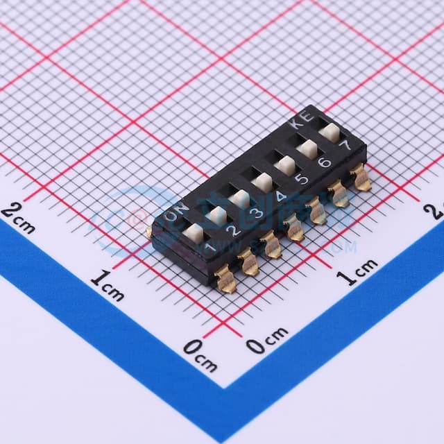 2.54mm 7位贴片高柄拨码开关卷装实物图
