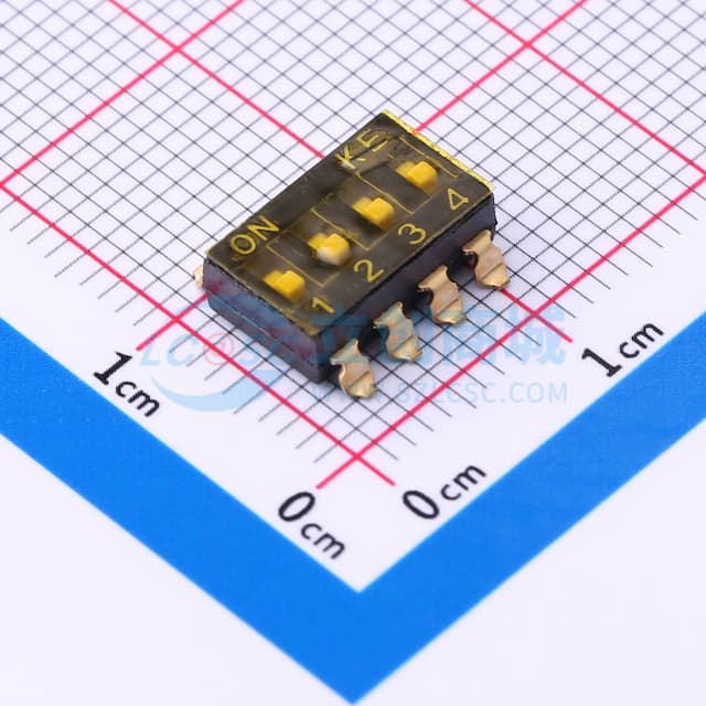 2.54mm 4位贴片平柄贴膜拨码开关卷装实物图