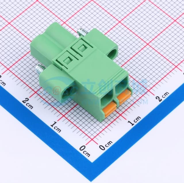 螺丝固定 1x2P 5.08mm 排数:1 每排P数:2实物图