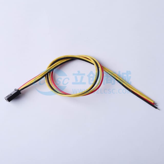 2.54mm (AMP 2.54)公HSG单排,4P线端子线，长度300，单端镀锡实物图