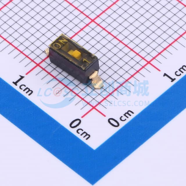 2.54mm 1位贴片平柄贴膜拨码开关实物图