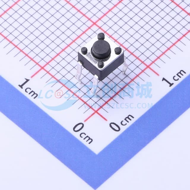 轻触开关4.5*4.5*3.8四脚插件正按圆柄按键180gf实物图