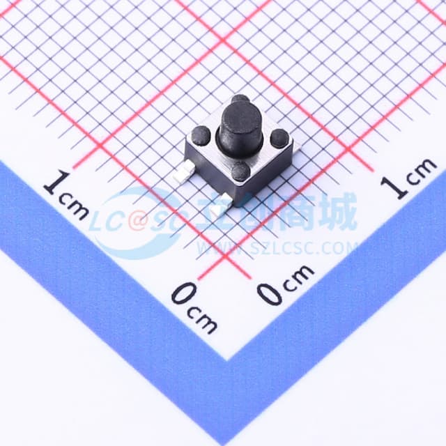 轻触开关4.5*4.5*5.0贴片四脚正按圆柄按键180gf实物图