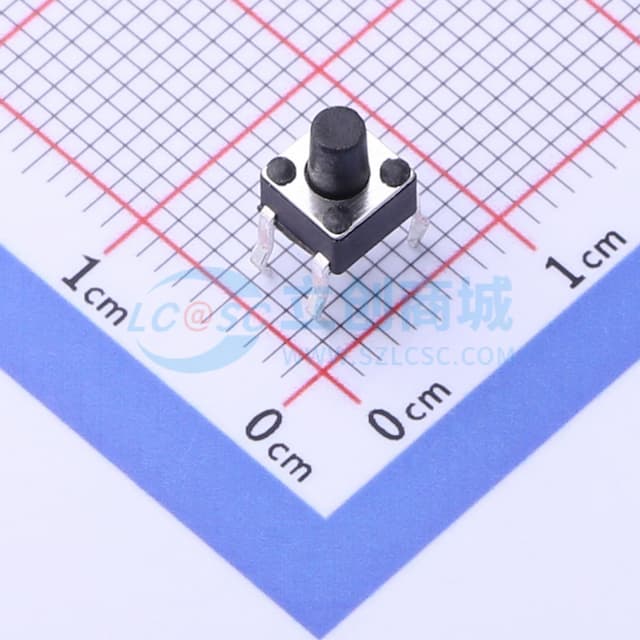 轻触开关4.5*4.5*6.0四脚插件正按圆柄按键180gf实物图