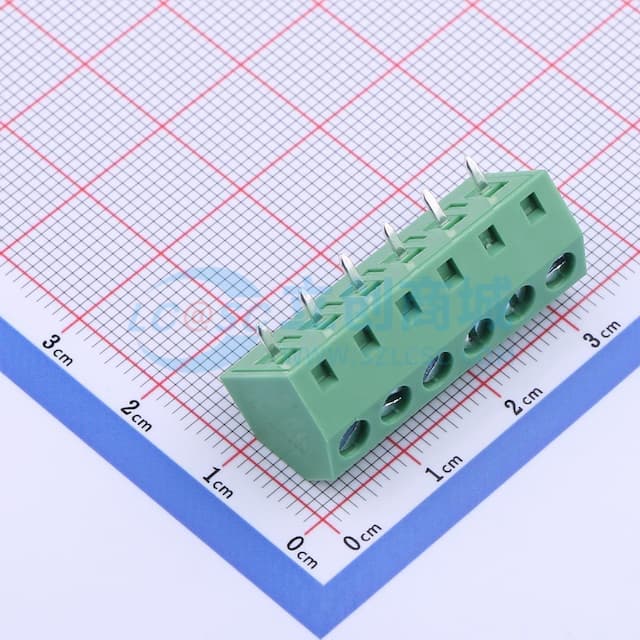 【插件】 1x6P 5.08mm 直插 排数:1 每排P数:6实物图
