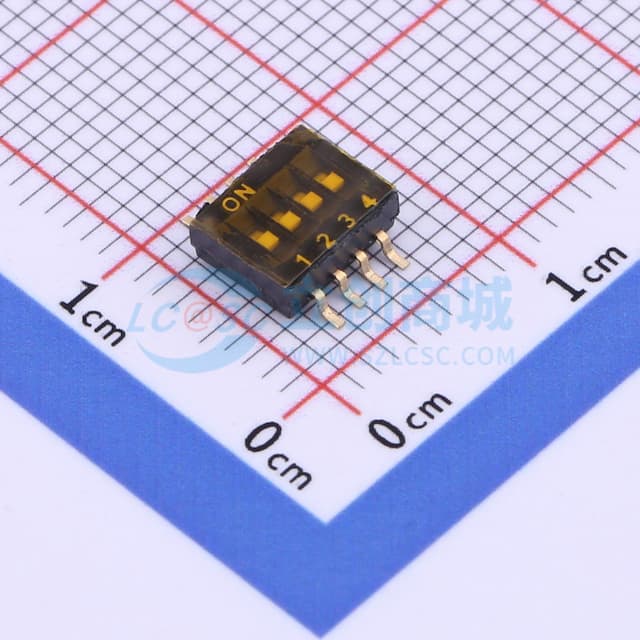 拨码开关 4P-1.27间距 黑色贴片实物图