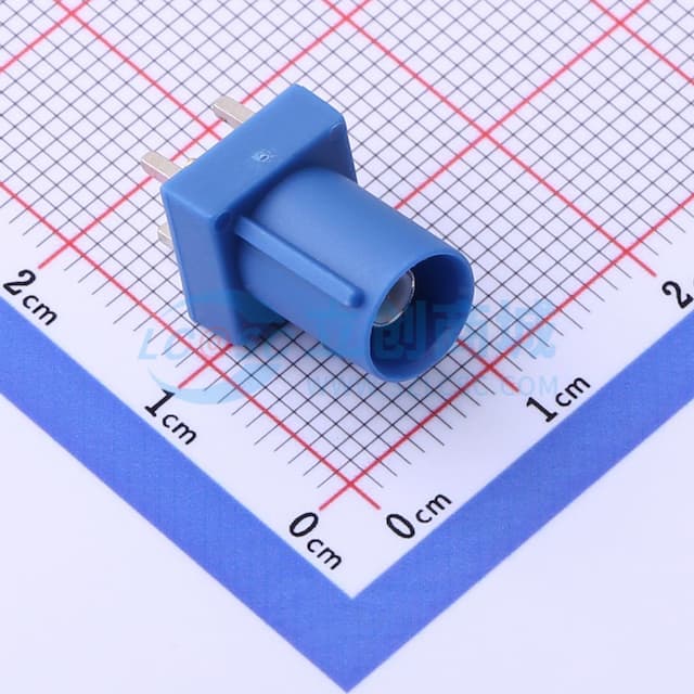 蓝色 FAKRA连接器,公头立式焊板(17.2)实物图