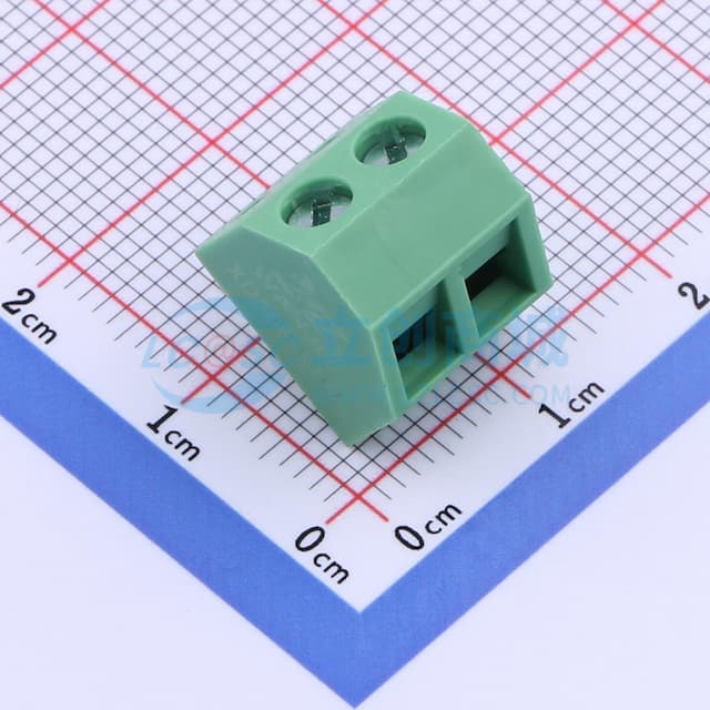 1x2P 5.08mm 直插 排数:1 每排P数:2【插件】实物图