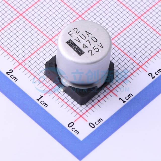 470uF ±20% 25V 车载电容实物图