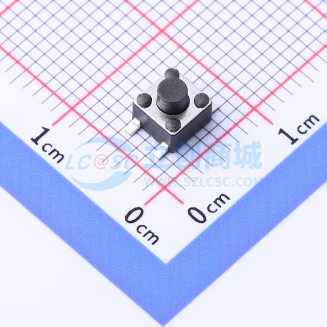 轻触开关4.5*4.5*4.3贴片四脚正按圆柄按键180gf实物图
