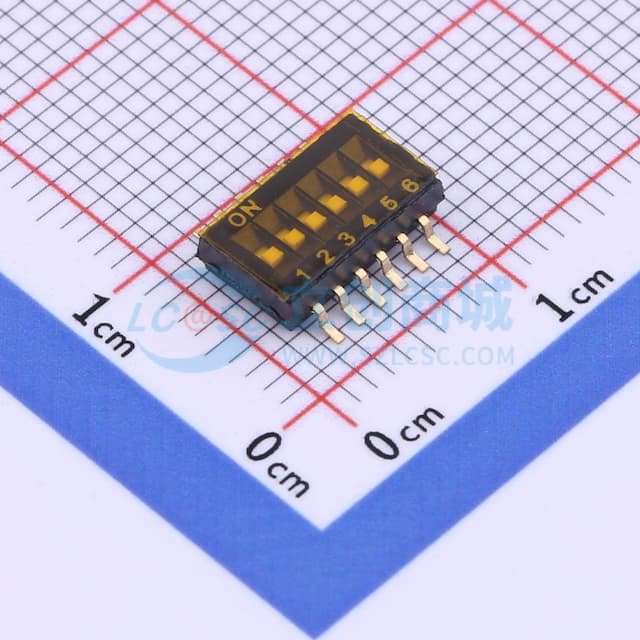 拨码开关 6P-1.27间距 黑色贴片实物图