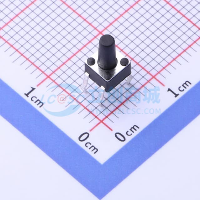 轻触开关4.5*4.5*8.0四脚插件正按圆柄按键180gf实物图