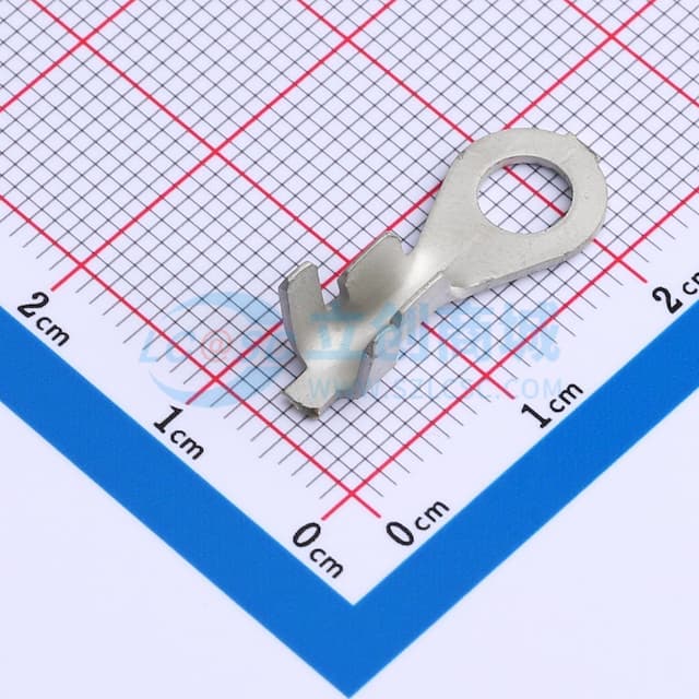 闭环形舌形端子，18 - 14 AWG，#10螺柱尺寸，5 mm螺柱直径，开口桶形，直型，镀锡，无绝缘实物图