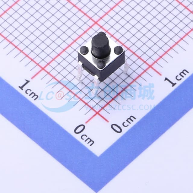 轻触开关4.5*4.5*5.0四脚插件正按圆柄按键180gf实物图