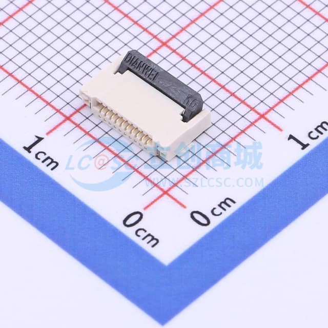 翻盖式 双侧触点/上下接 P数:10P 间距:0.5mm实物图