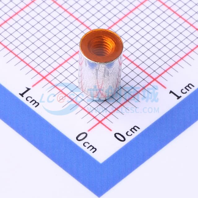 雄和远景，电路板表贴圆螺母柱，M3Xφ5.56X7+1.53，铁镀锡，编带装实物图