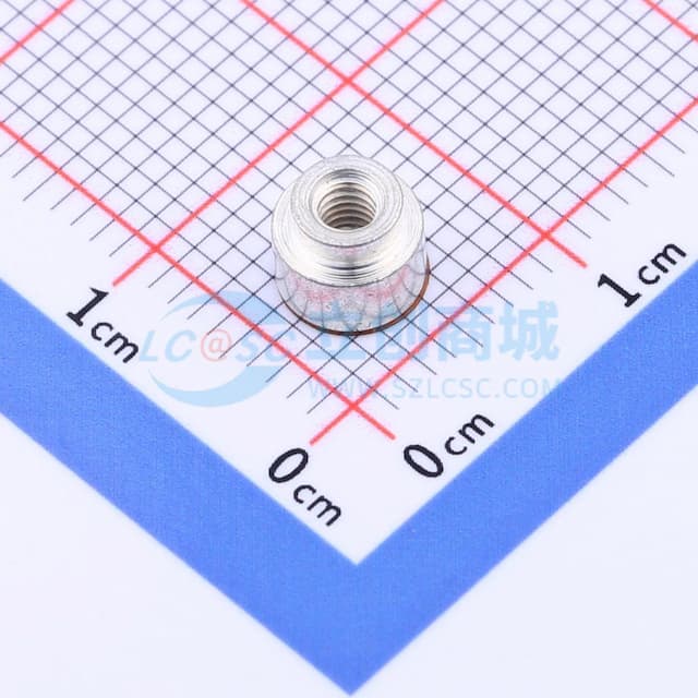 雄和远景，电路板表贴圆螺母柱，M2.5Xφ5.56X3+1.53，铁镀锡，编带装实物图