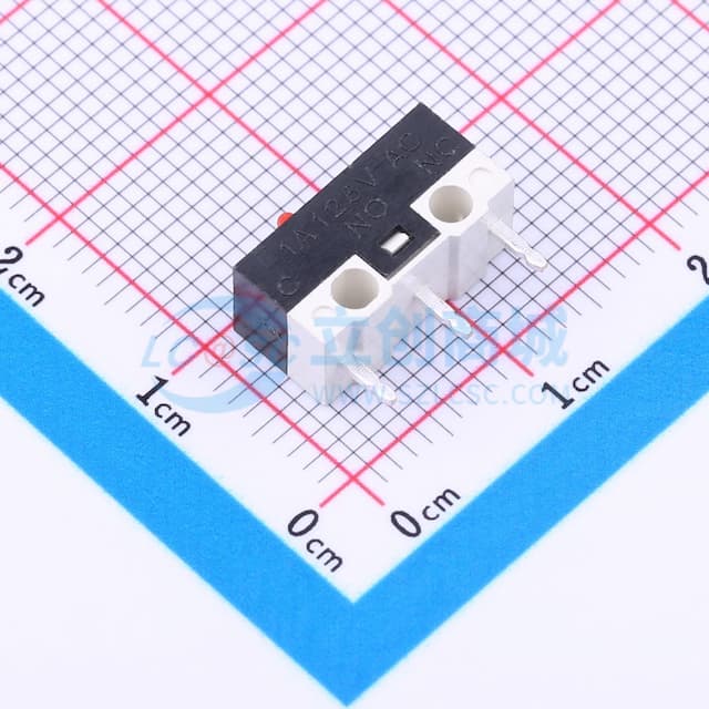 3脚鼠标微动开关 1A 125V 无柄 红点 【插件】实物图