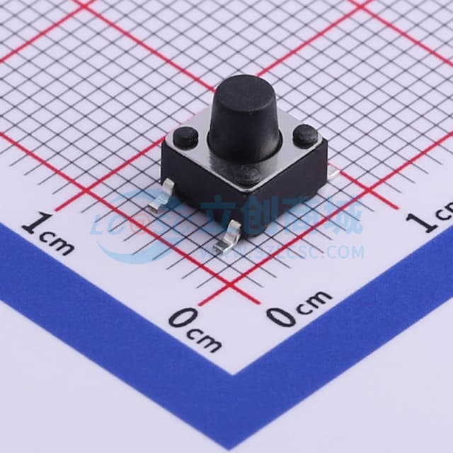 轻触开关6*6*6.5mm贴片四脚SMD黑柄250gf实物图