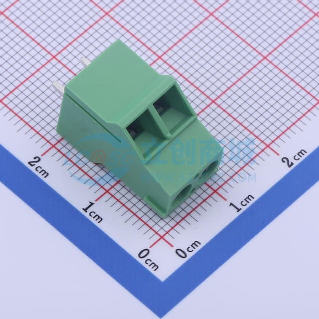 1x2P 5.08mm 直插 排数:1 每排P数:2 【插件】实物图