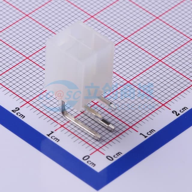 白色半透明 2x2P 间距:4.2mm 弯插【插件】实物图