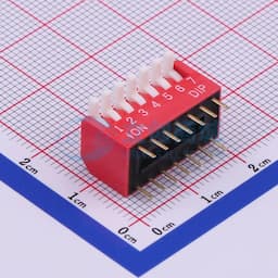 拨码开关红色07P-180度7PIN间距2.54mm立式直插侧拨琴键式7位DIP 【拨码】缩略图