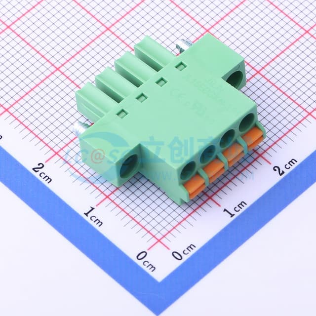 绿色 螺丝固定 1x4P 3.81mm 排数:1 每排P数:4实物图