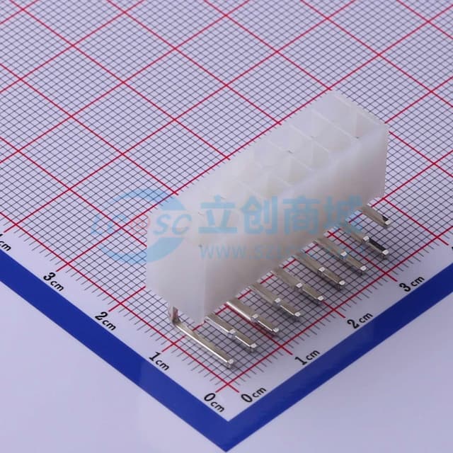 白色半透明 2x8P 间距:4.2mm 弯插【插件】实物图