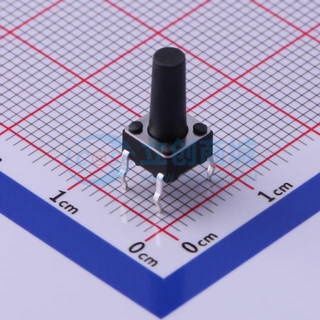 轻触开关6*6*12mm插件四脚DIP圆柄黑柄250gf 【轻触】实物图