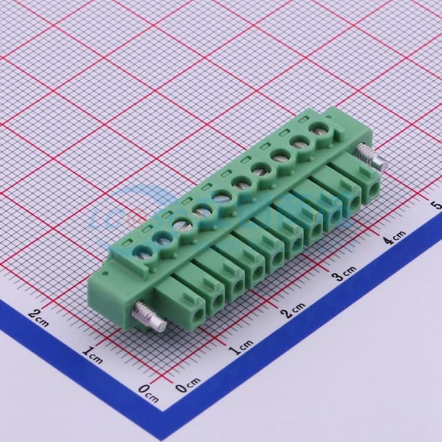 3.81mm 1x10P 排数:1 每排P数:10 螺丝固定实物图