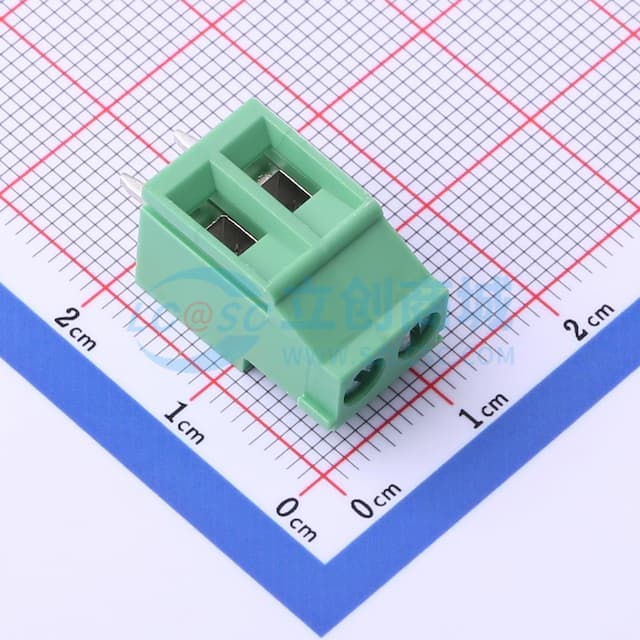 5.08mm 1x2P 排数:1 每排P数:2 直插 【插件】实物图