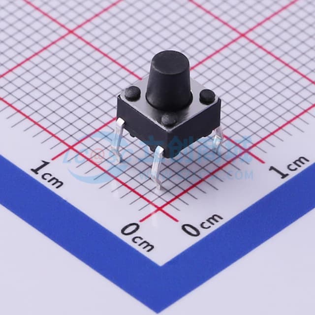 轻触开关6*6*7.0mm插件四脚DIP圆柄黑柄250gf 【轻触】实物图
