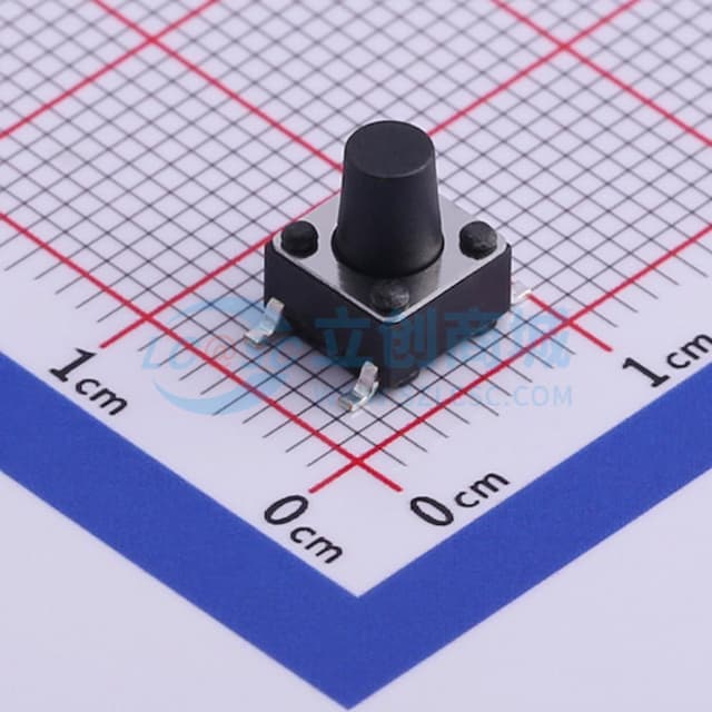停产 轻触开关6*6*7.5mm贴片四脚SMD黑柄250gf实物图