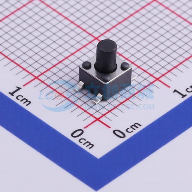 轻触开关4.5*4.5*6.0mm贴片四脚正按圆柄250gf实物图