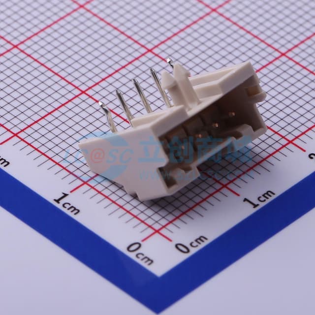 1x5P 间距:2.5mm 弯插 系列:XA 【插件】实物图