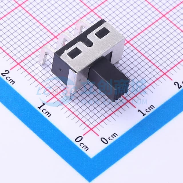 柄长7mm 弯插双档 滑动开关 【插件】实物图