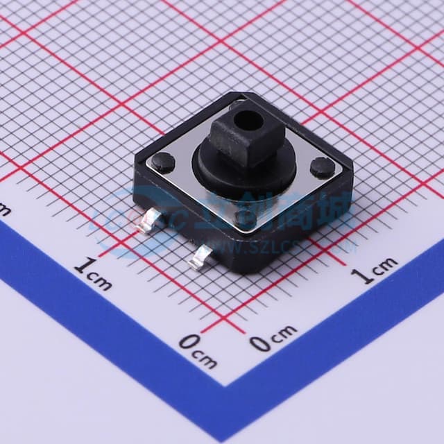 轻触开关12*12*7.3mm方头贴片四脚黑柄180gf实物图