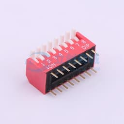 拨码开关红色08P-180度8PIN间距2.54mm立式直插侧拨琴键式8位DIP 【拨码】缩略图