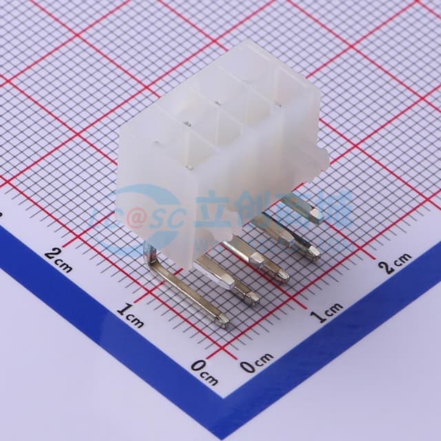白色半透明 2x4P 间距:4.2mm 弯插【插件】实物图